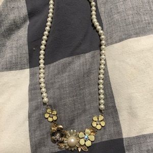 Betsey Johnson Pearl & Floral Necklace